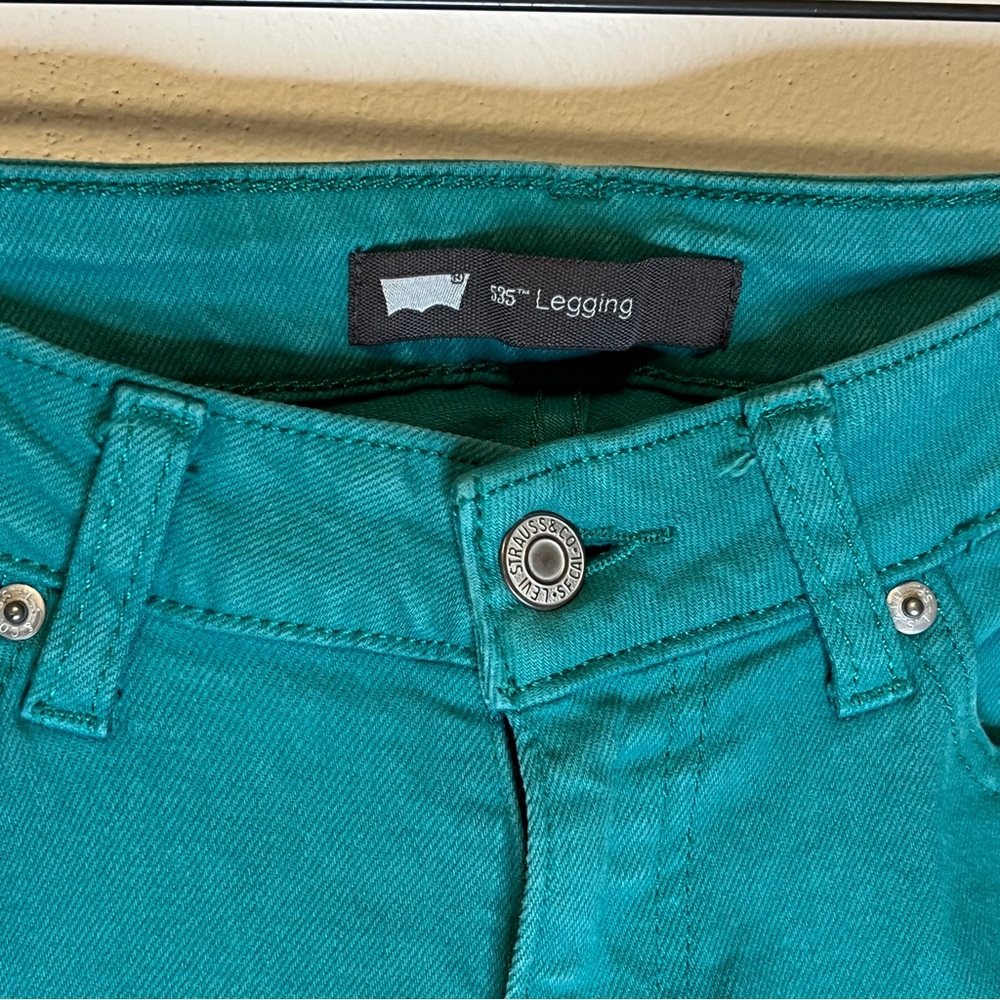 Levi's 535 Legging Women's Turquoise Teal Green Blue Dyed Colored Denim Jegginga